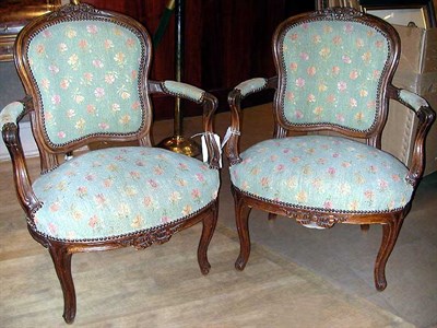 Lot 539 - Pair of Louis XV Style Needlepoint Upholstered...