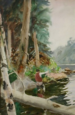 Lot 141 - John Whorf 1903-1959 FISHERMAN CASTING Signed...