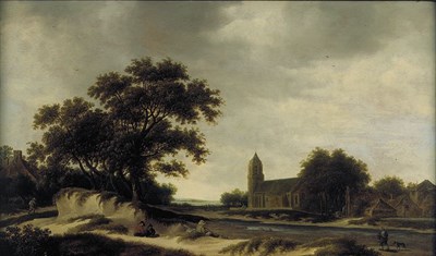 Lot 91 - Dutch School 17th Century VILLAGE LANDSCAPE...