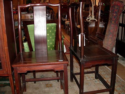 Lot 196 - Pair of Chinese Hardwood Side Chairs