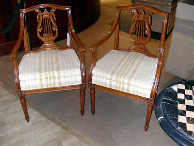 Lot 577 - Pair of Neoclassical Style Fruitwood Armchairs