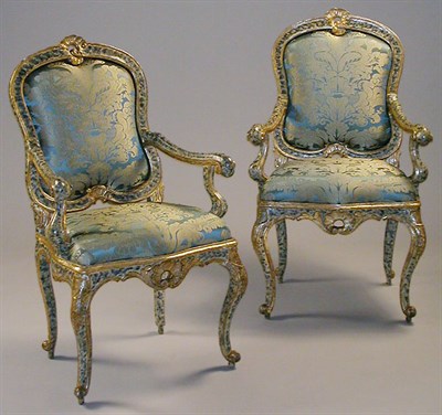 Lot 156 - Pair of Italian Rococo Painted and Parcel...