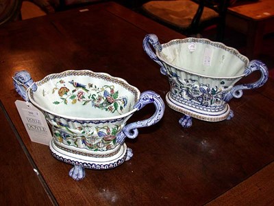 Lot 243 - Pair of Faience Cachepot