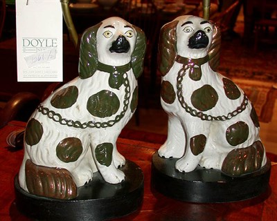 Lot 95A - Pair of Staffordshire Pottery Spaniels With...