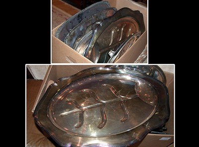 Lot 378 - Group of Ten Silver Plated Trays and Platters