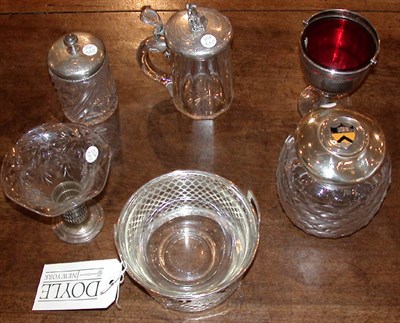 Lot 352 - Group of Six Silver and Glass Articles