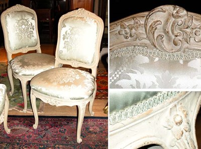Lot 575 - Set of Eight Louis XV Style Painted and...