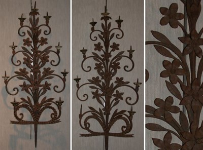 Lot 174 - Pair of Continental Wrought Iron Eight-Light...
