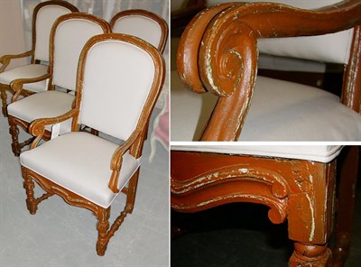 Lot 181 - Set of Four Italian Baroque Painted Armchairs...