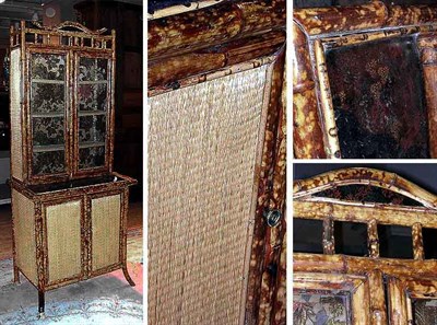 Lot 288 - Victorian Black Lacquered Bamboo and Rattan...