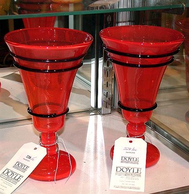 Lot 228 - Pair of Schneider Art Deco Glass Vases Of...