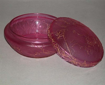 Lot 295 - Daum Nancy Cameo Glass Covered Box Of circular...