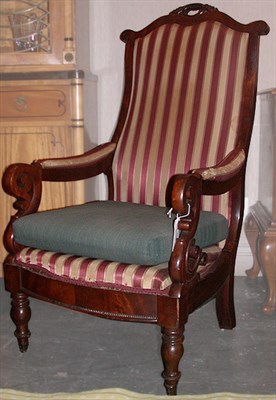 Lot 157 - Victorian Upholstered Mahogany Armchair