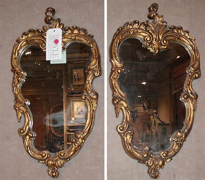 Lot 433 - Pair of Rococo Style Gilt Decorated Mirrors