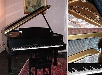 Lot 363 - Steinway Ebonized Mahogany Baby Grand Piano...