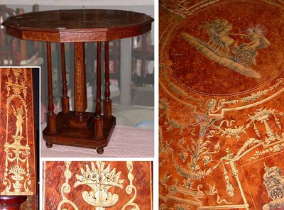 Lot 581 - Neoclassical Style Marquetry Inlaid Burl-Wood...