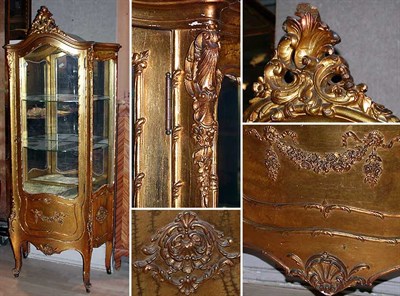 Lot 189 - Louis XV Style Gilt-Wood Vitrine Height 70...