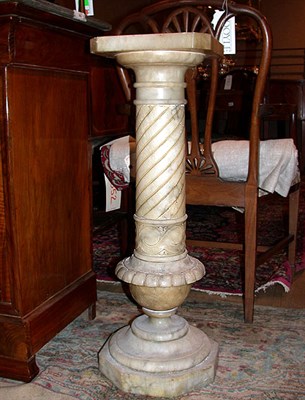 Lot 305 - Alabaster Columnar Pedestal Height 34 inches.