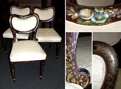 Lot 140 - Group of Three Victorian Lacquered Side Chairs