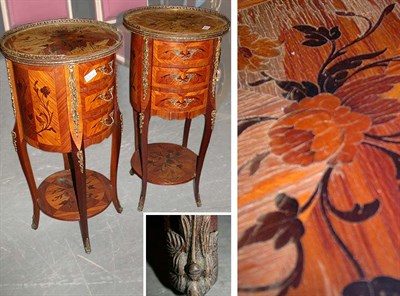 Lot 592 - Pair of Louis XV Style Marquetry Inlaid...