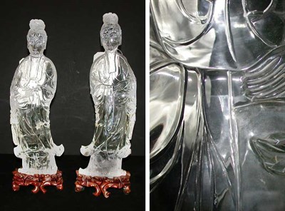 Lot 118 - Pair of Chinese Rock Crystal Figures of...