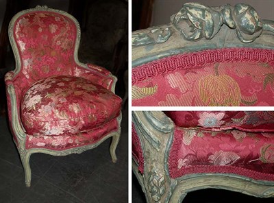 Lot 161 - Louis XV Cream and Blue Painted Bergere Mid...