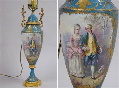 Lot 187 - Sevres Style Gilt-Bronze Mounted Porcelain Urn...