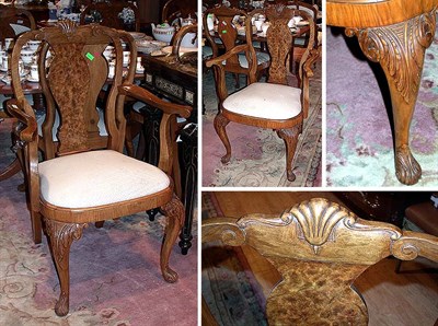 Lot 355 - Set of Eight Queen Anne Style Walnut Dining...