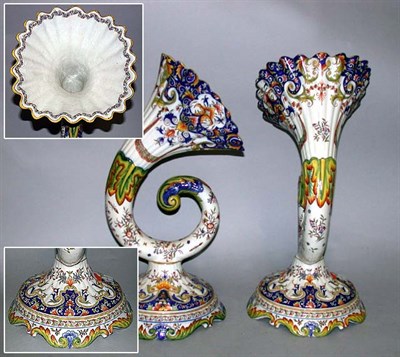 Lot 114 - Pair of Continental Faience Cornucopia-Form...