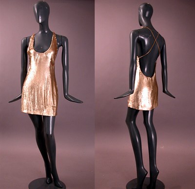 Lot 640A - Geoffrey Beene Micromini Gold Sequin Dress