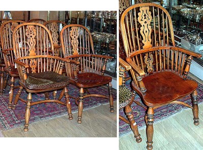 Lot 316 - Set of Six English Elm Windsor Armchairs