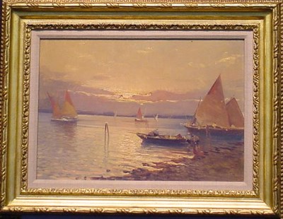 Lot 60 - Felice Giordano Italian, 1880-1964 SUNSET OVER...