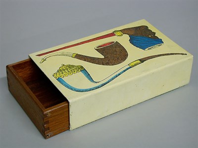 Lot 375 - Fornasetti Lithographed Metal Tobacco Box With...
