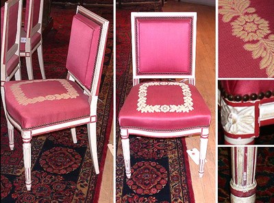 Lot 320 - Set of Six Louis XVI Style Ivory Painted...