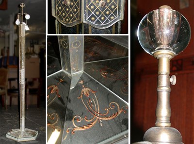 Lot 383 - Art Deco Mirrored Floor Lamp Height 70 inches.