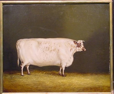 Lot 100 - British School 19th Century HEIFER IN A BARN...