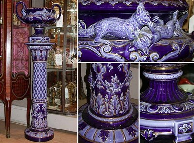 Lot 593 - Swedish Cobalt Glazed Pottery Pedestal...