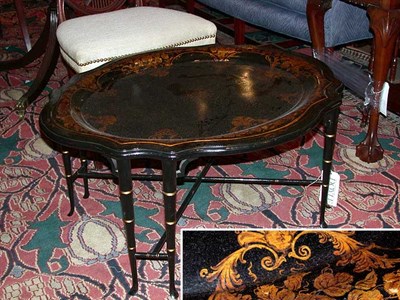 Lot 562 - Victorian Tole Painted Tray on Stand