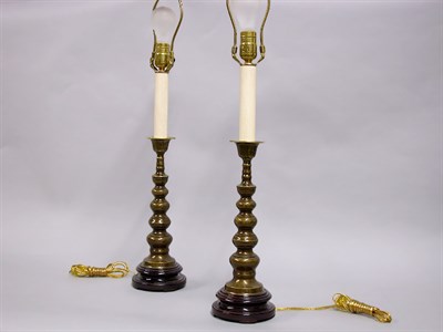 Lot 361 - Pair of Baroque Style Brass Lamps