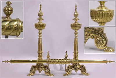 Lot 456 - Pair of Georgian Style Brass Andirons