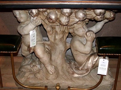 Lot 443 - Louis XV Style Marble Top Cast Stone Center Table