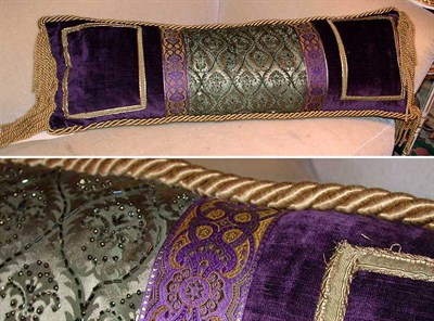 Lot 459 - Gold Thread and Beadwork Bolster