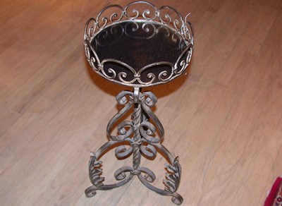 Lot 475 - Venetian Style Mirror Top Wrought Iron Low Table