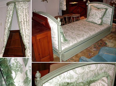 Lot 111 - Louis XVI Style Painted and Upholstered Bed...