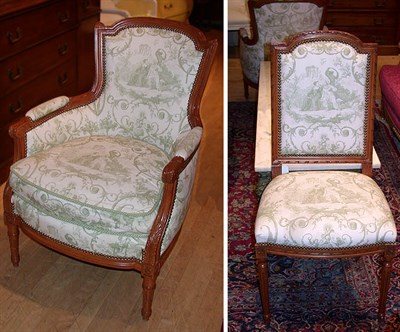 Lot 303 - Two Louis XVI Style Upholstered Fruitwood...