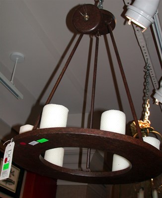 Lot 403 - Patinated-Metal Hanging Candle Fixture