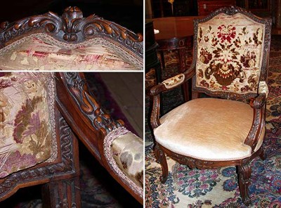 Lot 577 - Louis XIV Style Mahogany Upholstered Fauteuil