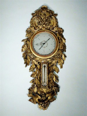 Lot 376 - Louis XVI Gilt-Wood Barometer/Thermometer Rue...