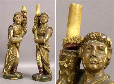 Lot 186 - Pair of Italian Baroque Gilt-Wood Figural...