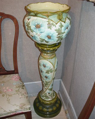 Lot 709 - Burmantoft Majolica Jardiniere on Pedestal...